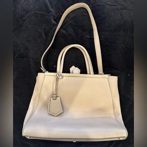 Fendi  2 Jours Vitello Elite Taupe Leather Large Tote Bag